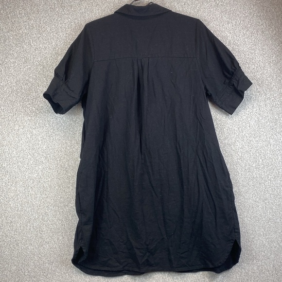 Old Navy linen button down dress L midi puffy sleeves beachy casual minimalist - Picture 9 of 10